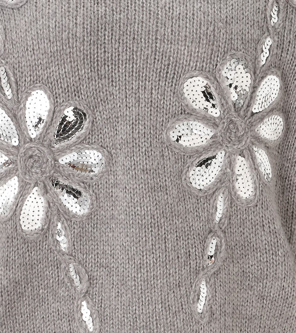 Aniston CASUAL Strickpullover mit Pailletten verzierte Blüten-Applikationen