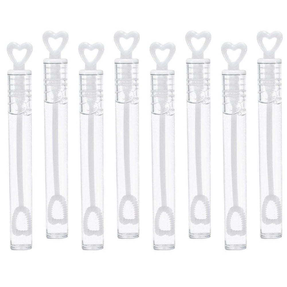 mixed24 Seifenblasenstab 72x Seifenblasen Röhrchen Weiß mit Herzgriff Wedding Bubbles, Hochzeit Geburtstag Verlobung Standesamt Hochzeitsfeier Gastgeschenk