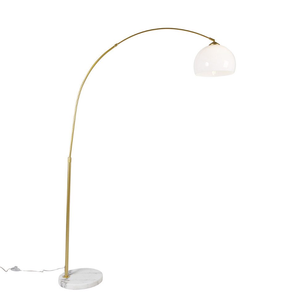 Qazqa Stehlampe Arc-basic, LED wechselbar, E27, Messing, Modern, Stahl, 1-flammig