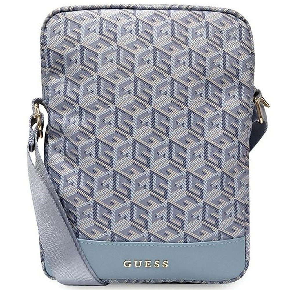 Guess Umhängetasche Schultertasche Schutzhülle Tablet (10", GCube-Muster, Schultergurt, Reißverschluss, Kunstleder)