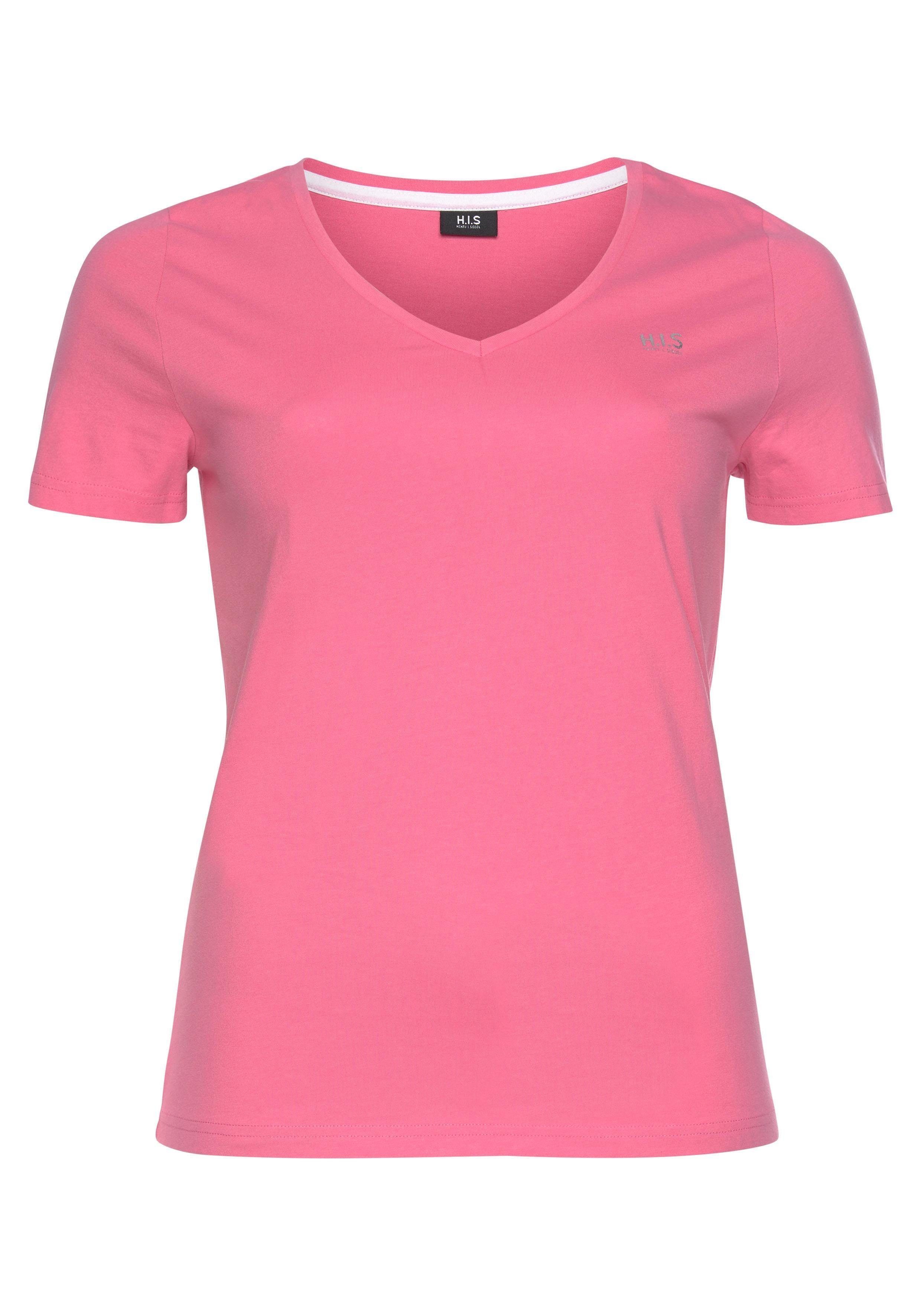 H.I.S T-Shirt Essential-Basics (3er-Pack) figurumspielender Schnitt, aus Baumwolle