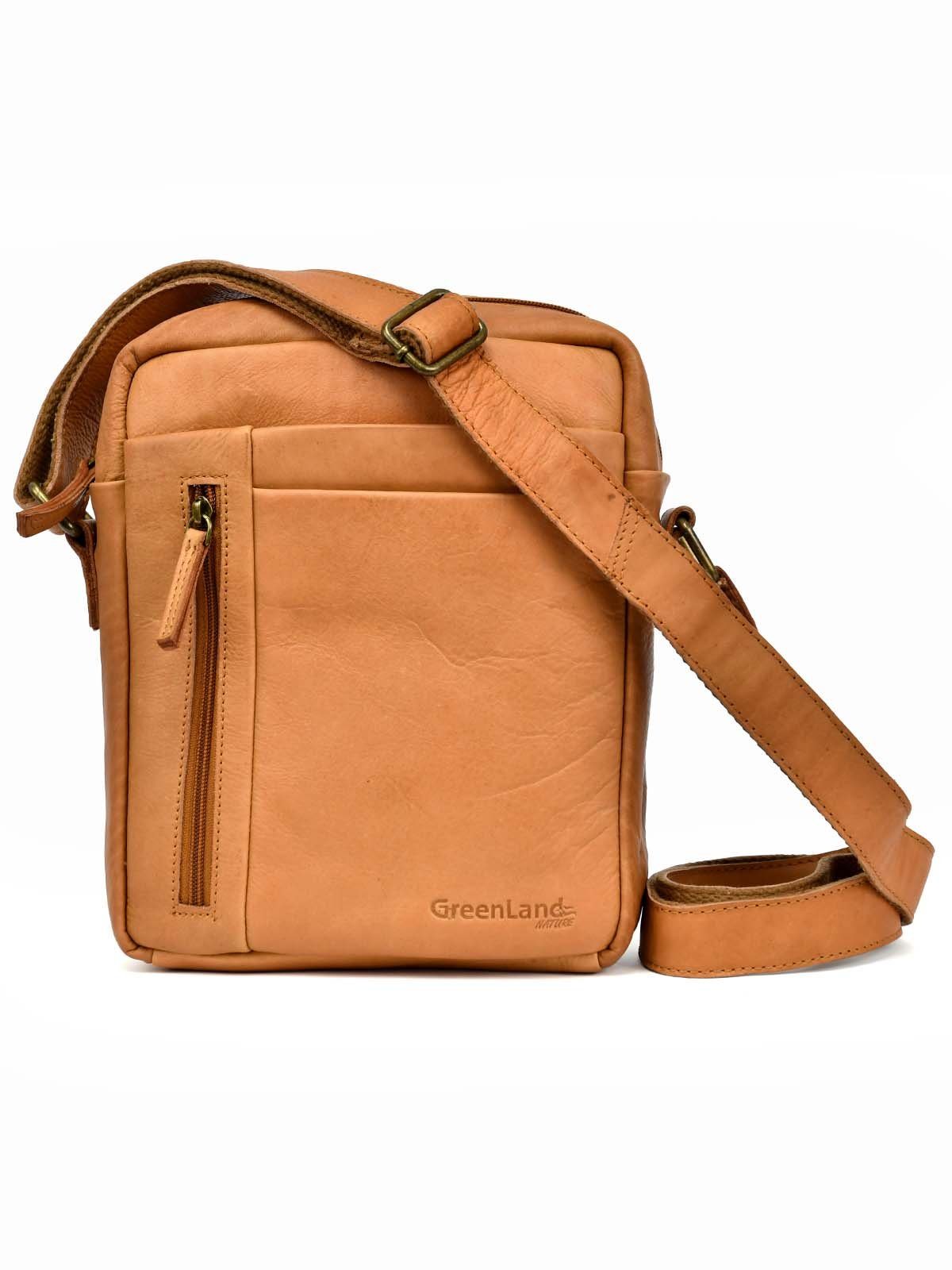 GreenLand Nature Umhängetasche Greenland-Natur-Shoulder-Casual-Bag Flugbegleiter Fb.Cognac