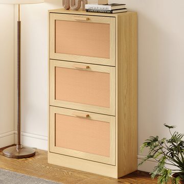 MODFU Schuhschrank Sideboard (Holzwerkstoff, aus natürlichem Rattan) Schuhkipper