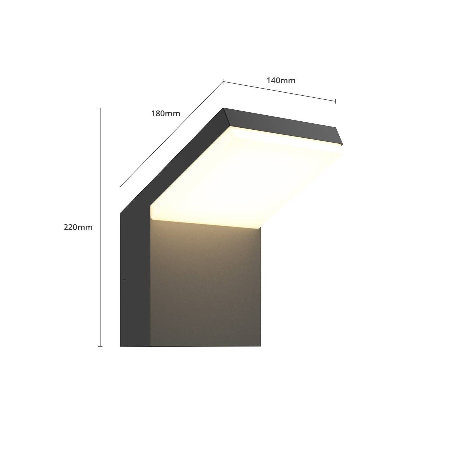 flammig, Yolena, Außen-Wandleuchte LED-Leuchtmittel dunkelgrau, 1 Arcchio fest LED Modern, weiß, Polycarbonat, warmweiß, verbaut, Aluminium, inkl.
