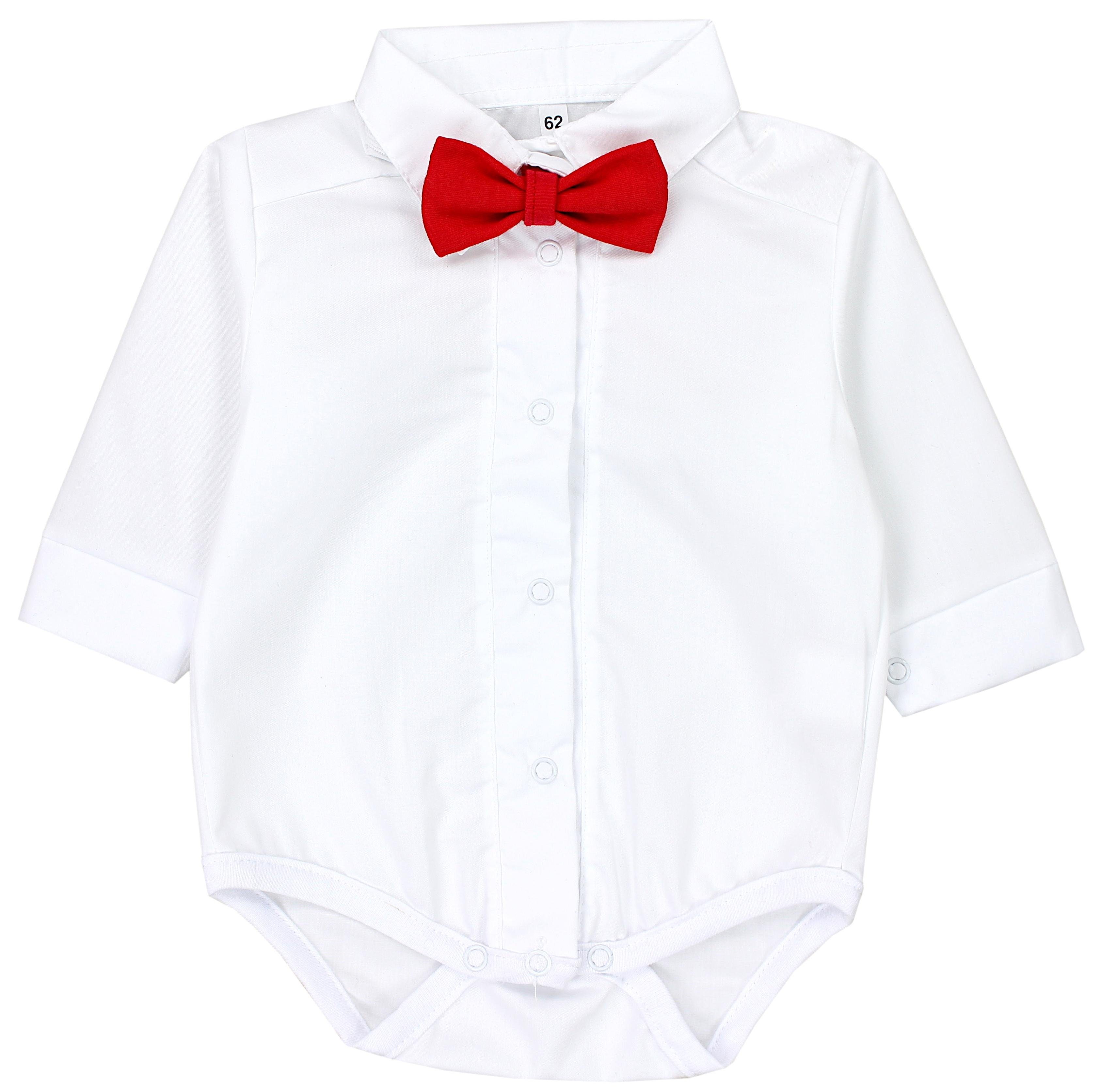 TupTam Langarmbody Baby / Langarm TupTam mit Jungen Kragen Hemd-Body Fliege Rote Weiß