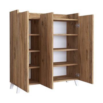 en.casa Mehrzweckschrank »Sirdal« mit 3 Türen 104x90x30 cm Eiche-Optik