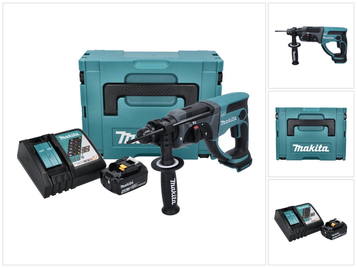 Makita Akku-Kombibohrhammer DHR 202 RM1J Akku Kombihammer 18 V 2,0 J SDS Plus + 1x Akku 4,0 Ah +