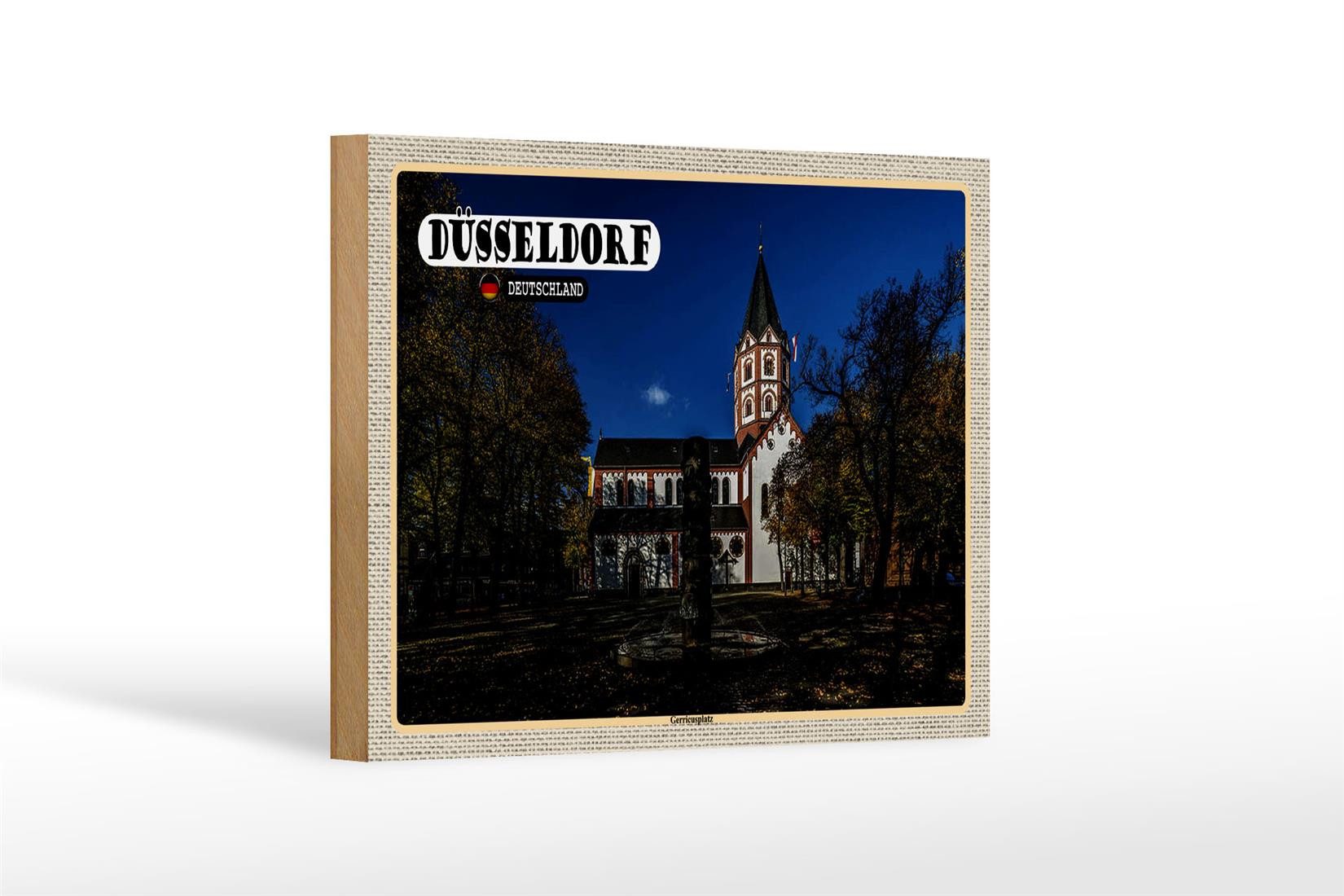 Holzbild Städte Düsseldorf Gerricusplatz Baustil 18x12 cm