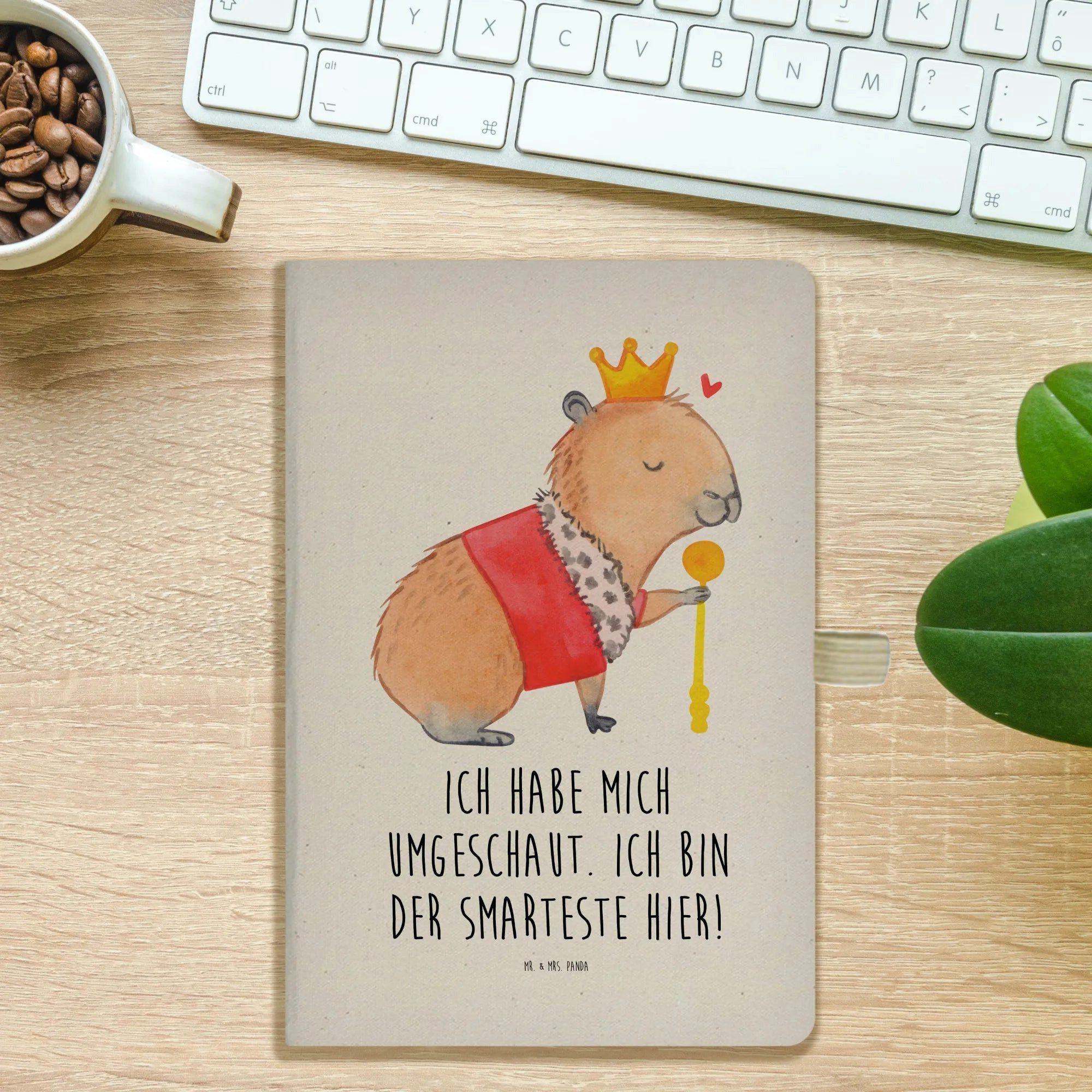 Thumbnail - Mr. & Mrs. Panda Notizbuch Capybara König - Transparent - Geschenk, A5 Notizbuch Kariert, Tiermo Mr. & Mrs. Panda, Umwel...