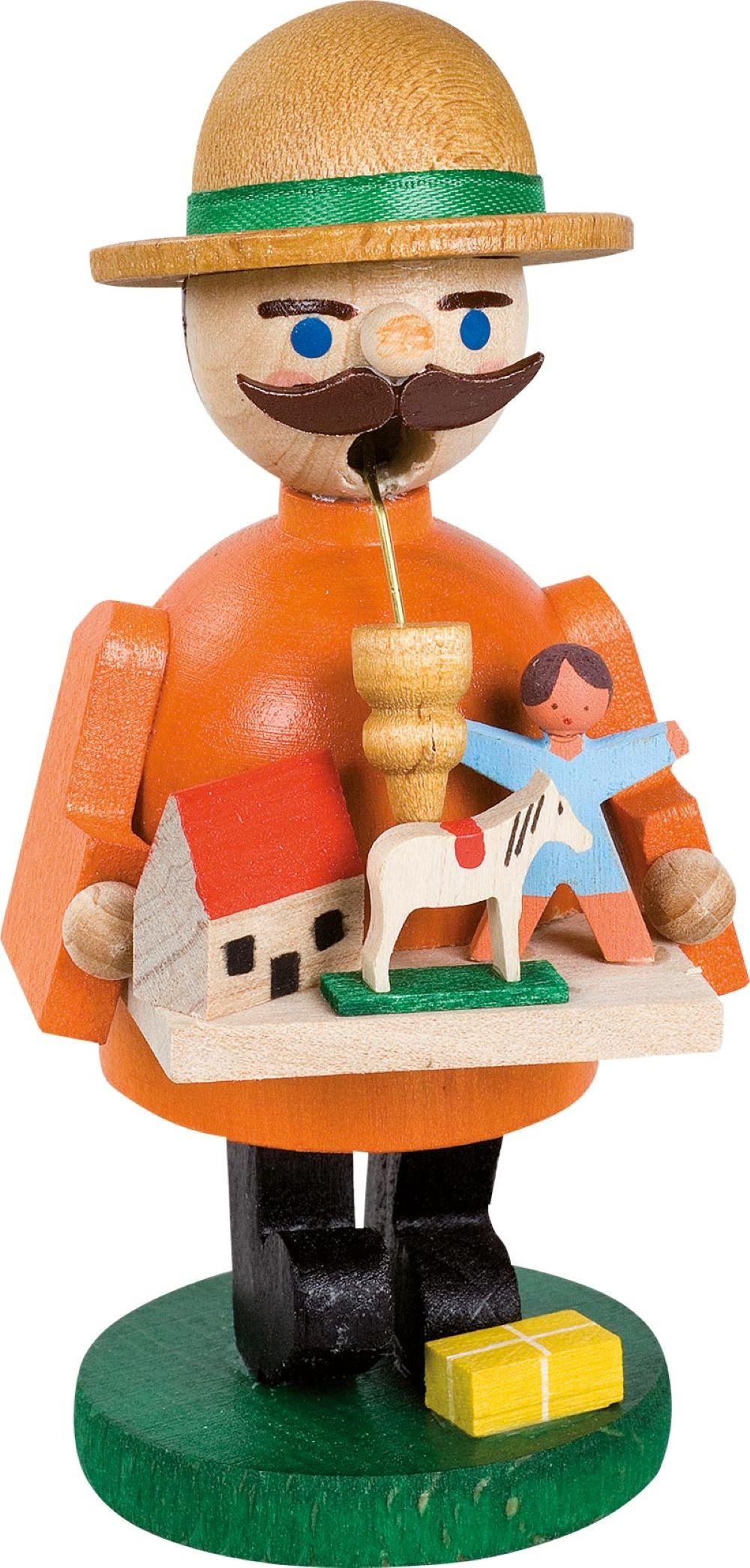 Richard Glaesser Räuchermännchen Spielzeughändler, Höhe 11cm, Handwerkskunst original Erzgebirge