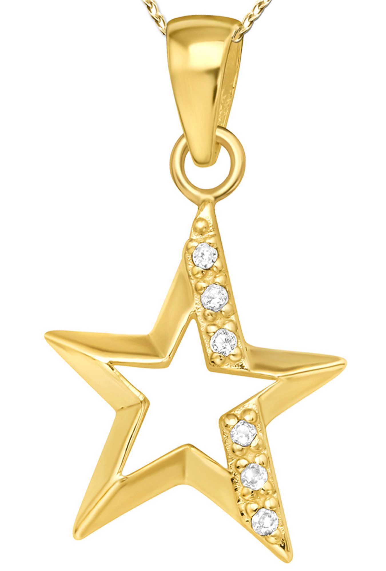 Limana Kette mit Anhänger echt 925 Sterling Silber gold Stern Halskette Echtschmuck (inkl. Geschenkdose), Geschenk für Frauen Kinder Mädchen Damen Freudin