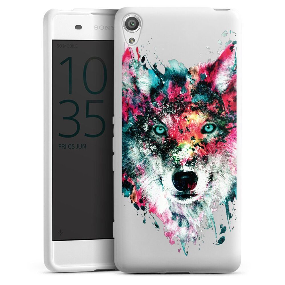 DeinDesign Handyhülle »Riza Peker Wolf bunt Wolve ohne Hintergrund«, Sony  Xperia XA Silikon Hülle Bumper Case Handy Schutzhülle