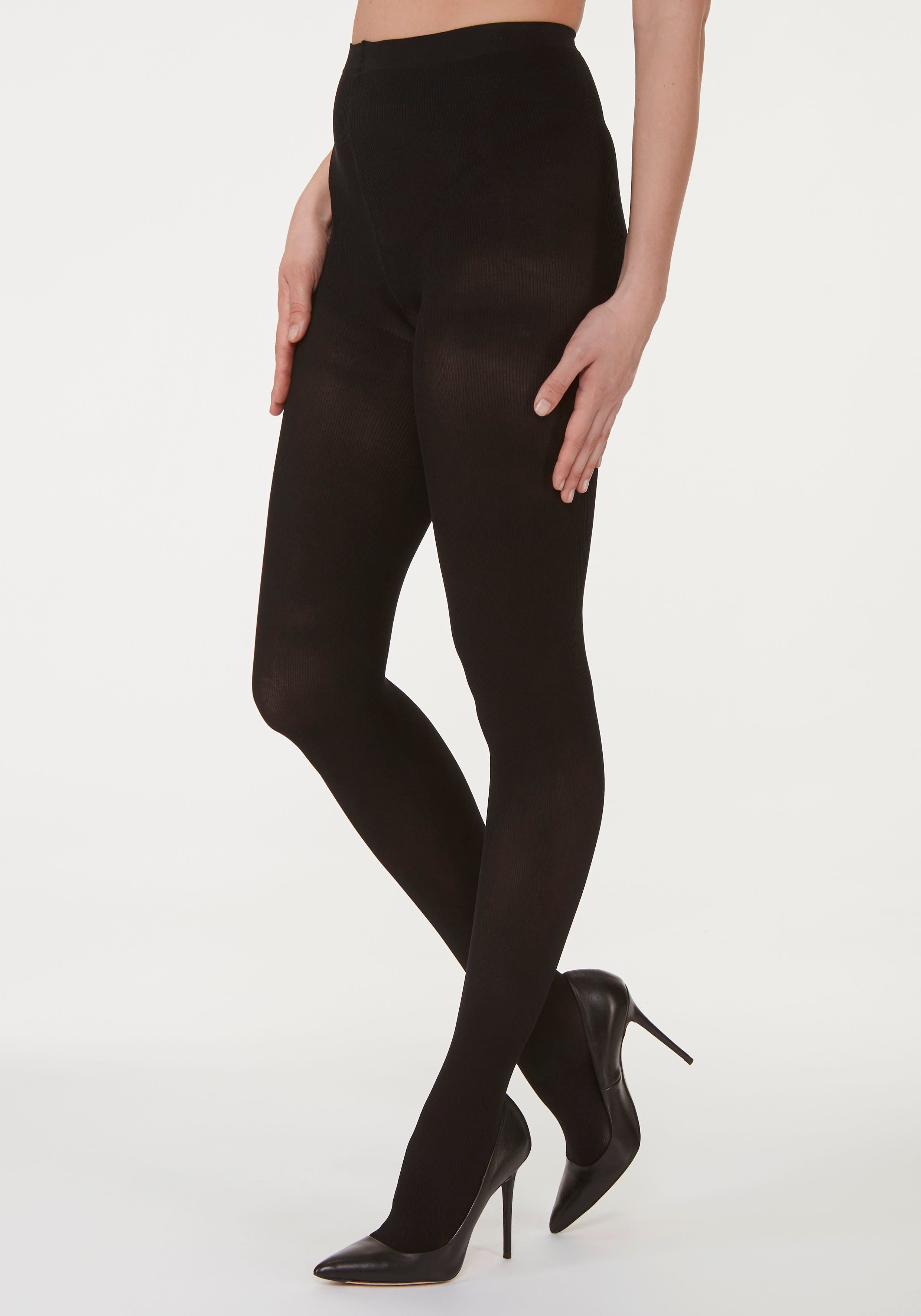 Vivance by Lascana Feinstrumpfhose Damen semi Blickdicht bis Gr. 44-46 40 DEN mit feiner edlen Rippstruktur