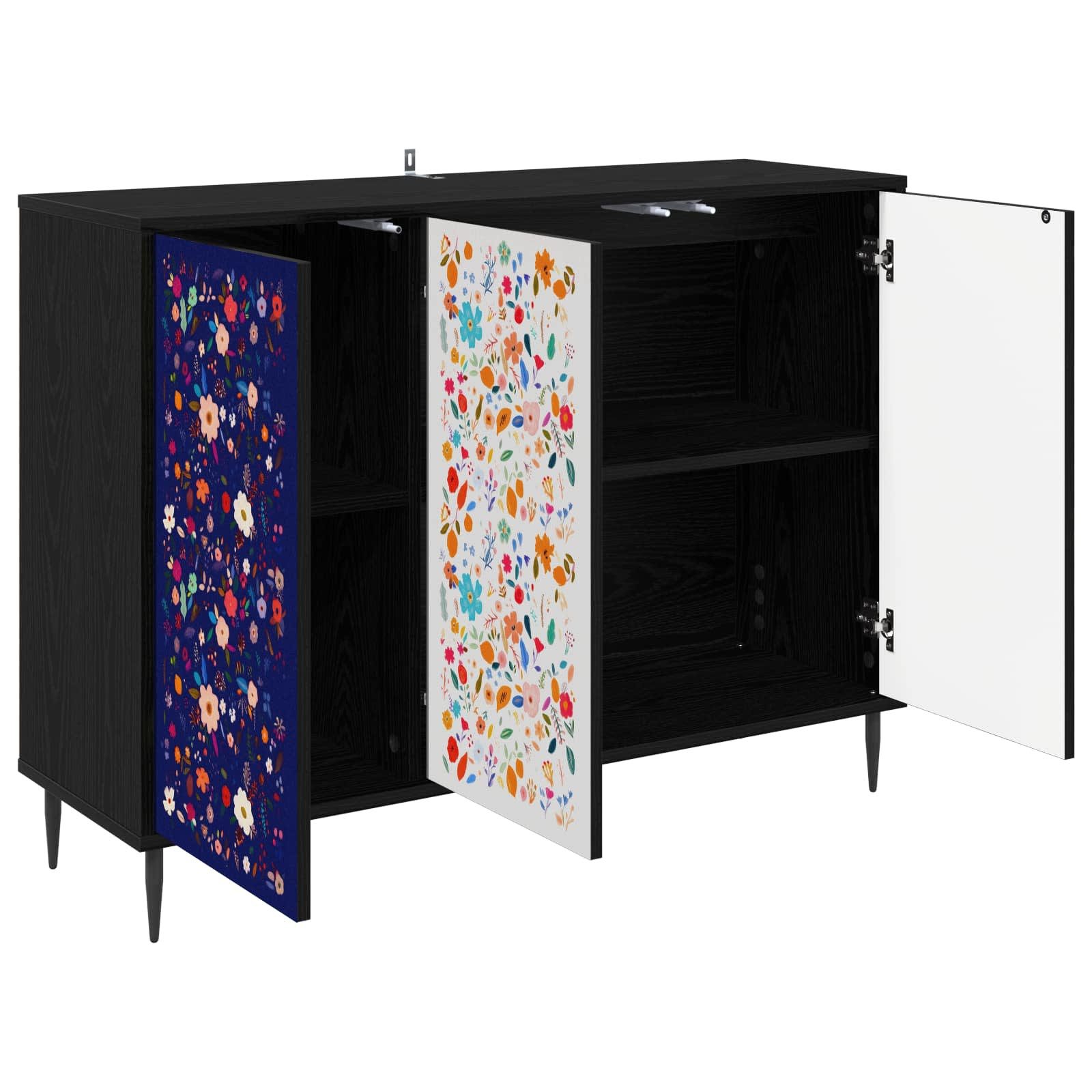 vidaXL Sideboard Sideboard MAINZ Schwarz Eichen-Optik 102 x 33 x 76 cm (1 St)