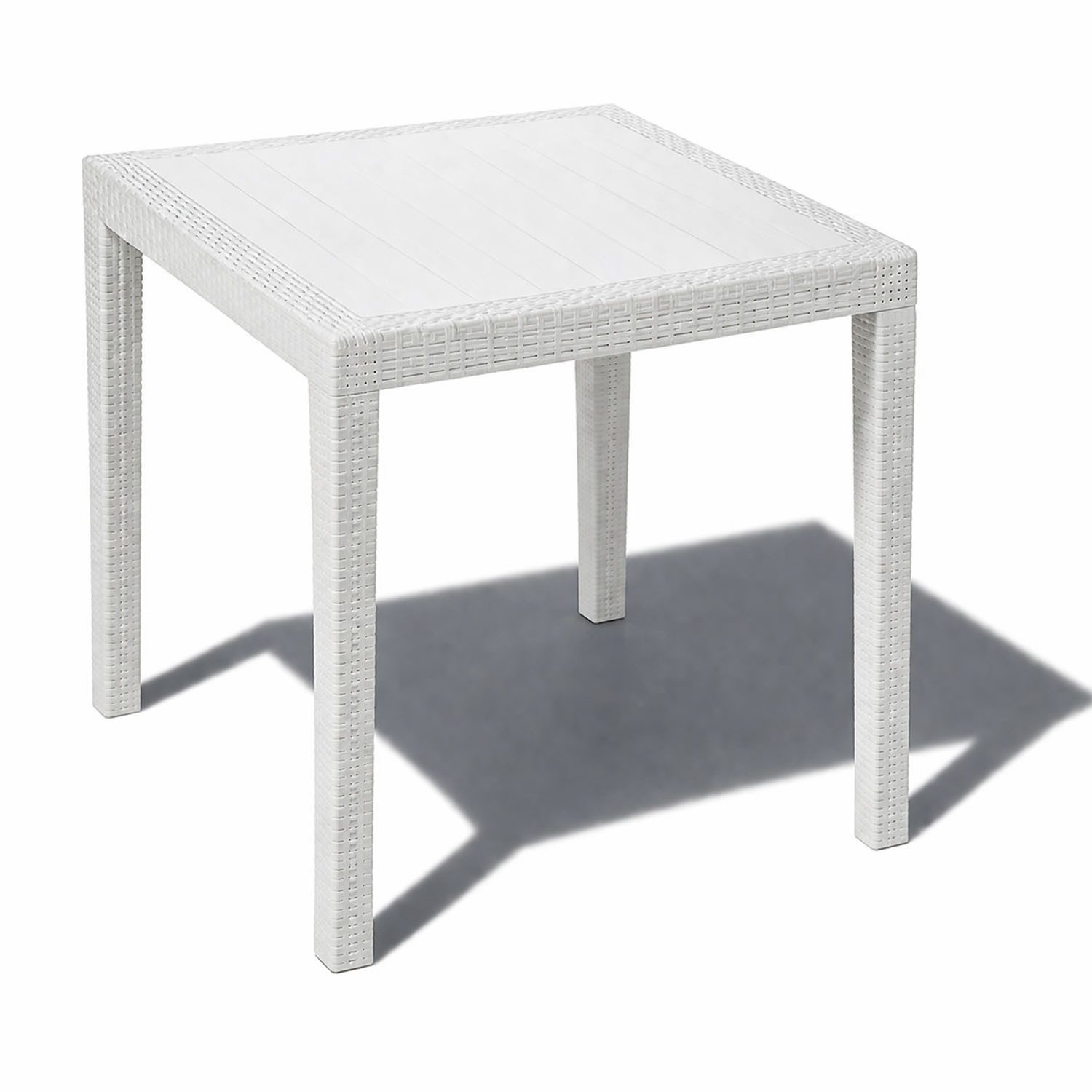 Mojawo Küchentisch Gartentisch King Eckig Weiß 79x79x72cm Rattan-Optik