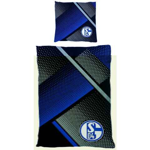 Kinderbettwäsche FC Schalke 04 Bettwäsche 135x200cm grau blau, FC Schalke 04