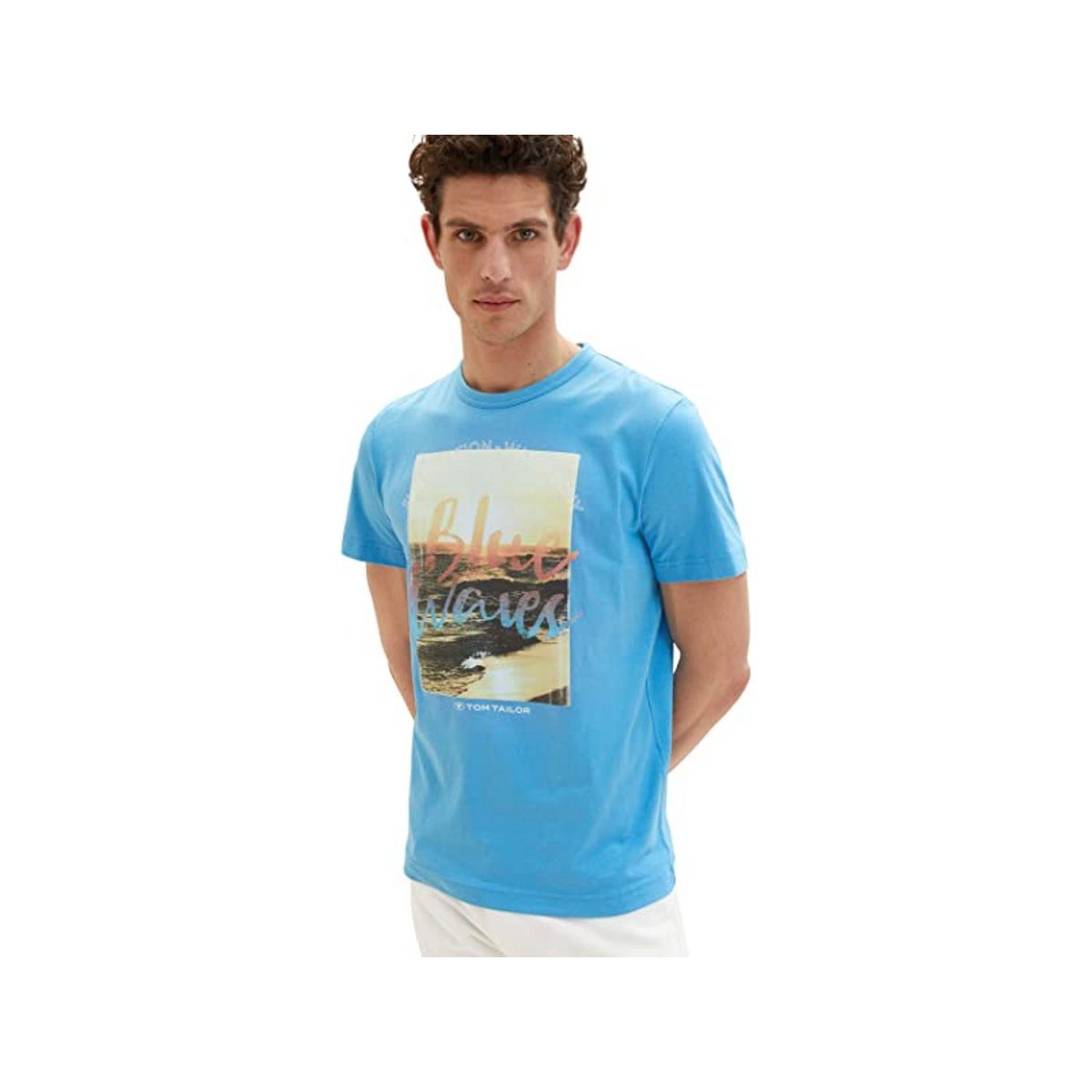 TOM TAILOR T-Shirt blau regular rainy sky fit blue (1-tlg)