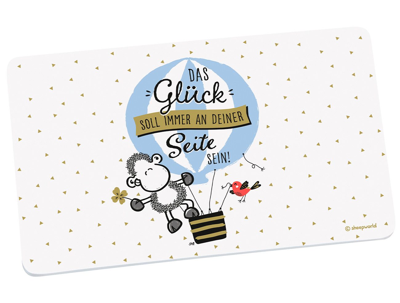 Geda Labels GmbH Frühstücksbrett Sheepworld Glück, Melamin, (1-St), Blau, 23,5x14,5x0,3, spülmaschinengeeignet