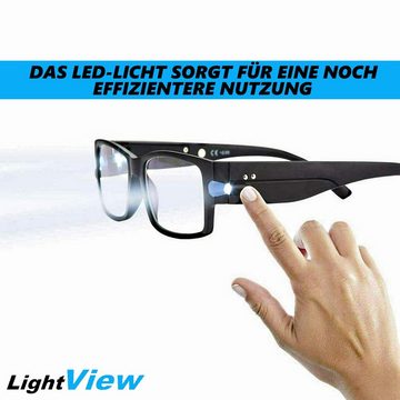 MAVURA Lesebrille LightView LED Lesebrille Lesehilfe Licht Unisex Leselicht, Brille mit Blaulichtfilter Schwarz 1 2 3 Dioptrien