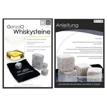 Ganzoo Eiswürfel-Steine Whisky-Steine 9er Set aus natürlichem Speckstein,Drinks "on the rocks"