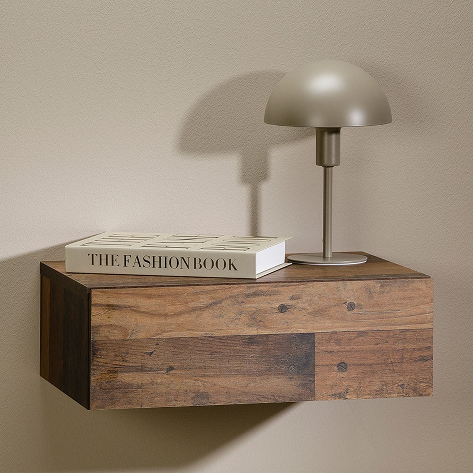 CARO-Möbel Nachtkommode ANNE, Hängender Nachttisch mit Schublade, schwebendes Wandregal old style