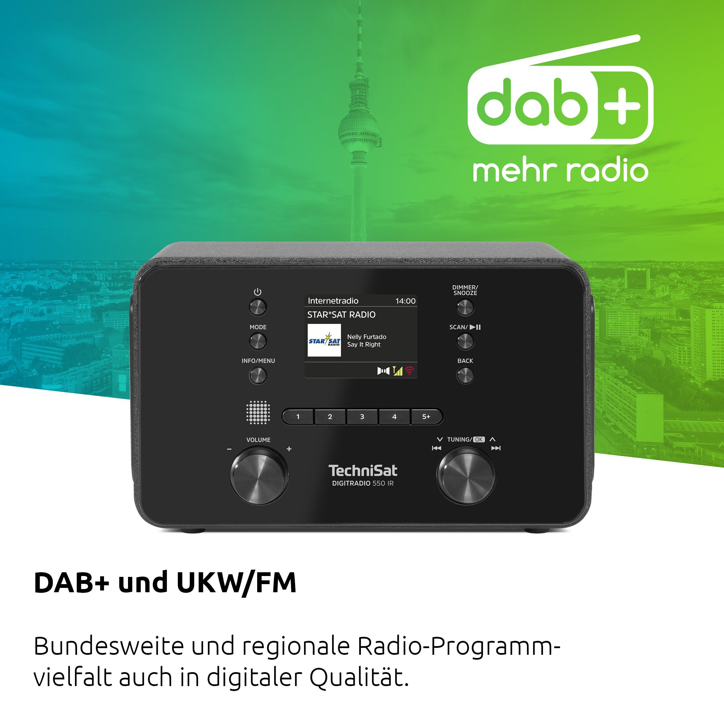 TechniSat DIGITRADIO 550 IR Internet-Radio (Digitalradio (DAB), FM-Tuner mit RDS, Internetradio, 10 W, DAB+ Digitalradio, UKW-Radio mit RDS und PLL, Bluetooth, WLAN, USB)