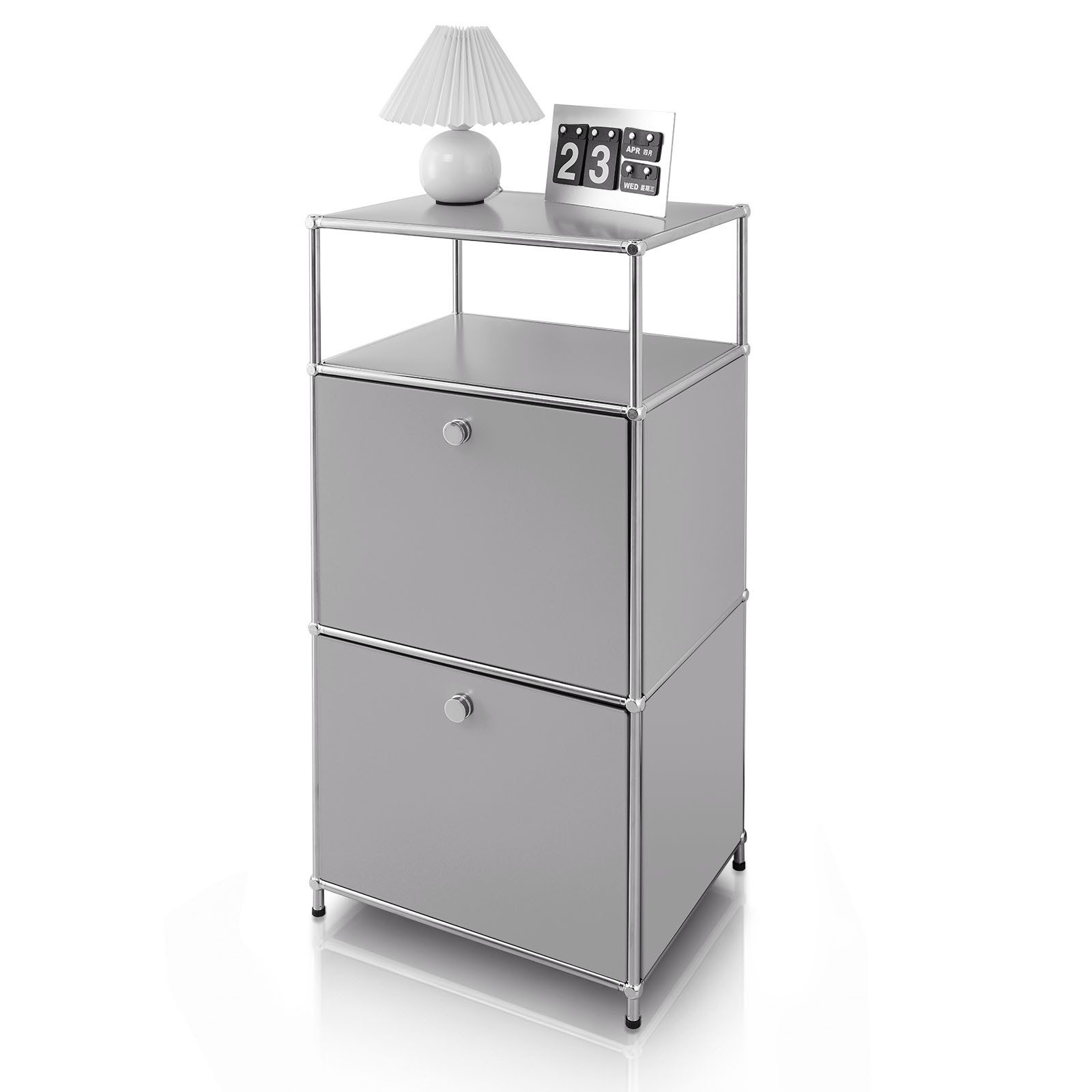 Floordirekt Mehrzweckregal Concept Epure MK-120, B50 × T40 × H100 cm, verschließbar Fächer, modular, Aufbewahrungsregal mit verchromtem Metallgestell, Design Regal