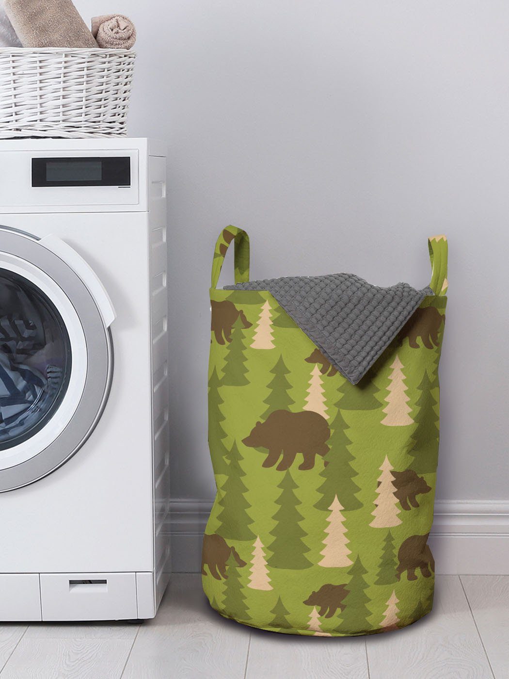 Bär Wäschesäckchen der mit Wald Abakuhaus Waschsalons, für Kiefer Kordelzugverschluss Wäschekorb in Griffen Woodland