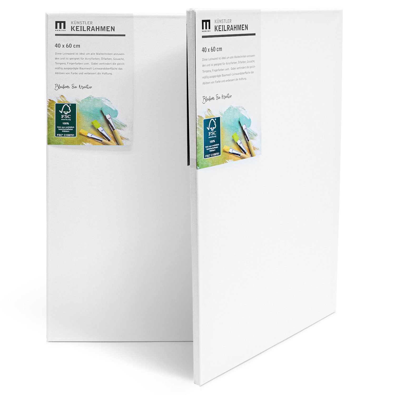 M MERCEO Leinwand, 2er-Set Leinwand 40x60cm (zum Bemalen, Baumwolle, Keilrahmen, 280g/m)