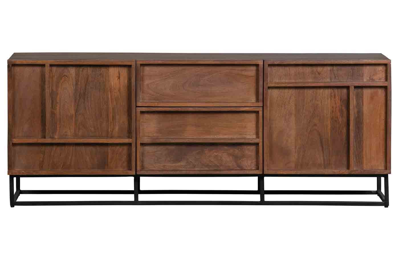 WOOOD TV-Board Forrest aus Mangoholz, 140 cm, Türen mit Magnetverschluss