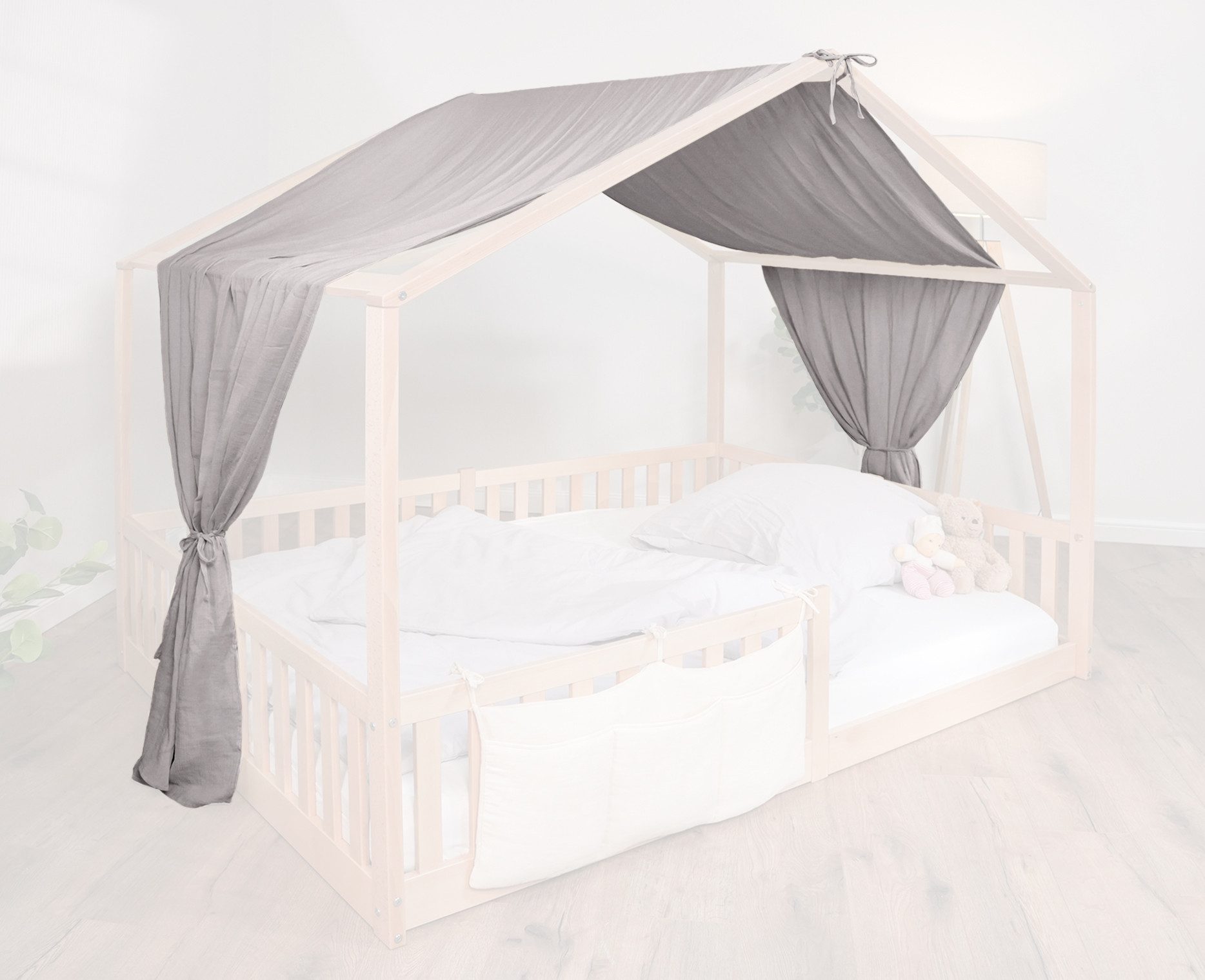 Betthimmel tiSsi® Baldachin Musselin für Hausbetten 120-140x200 cm