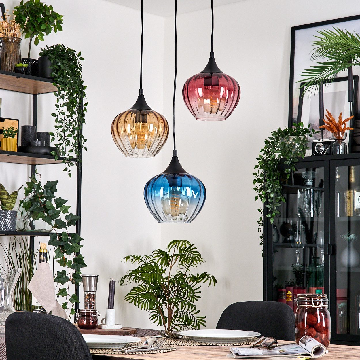 hofstein Hängeleuchte Hängelampe aus Metall/Glas in günstig online kaufen
