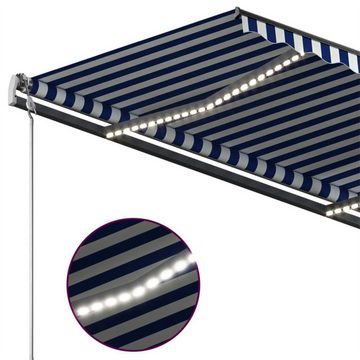 DOTMALL Gelenkarmmarkise Manuell ausfahrbare Markise,Blau und Weiß,mit LED,3x2,5 m