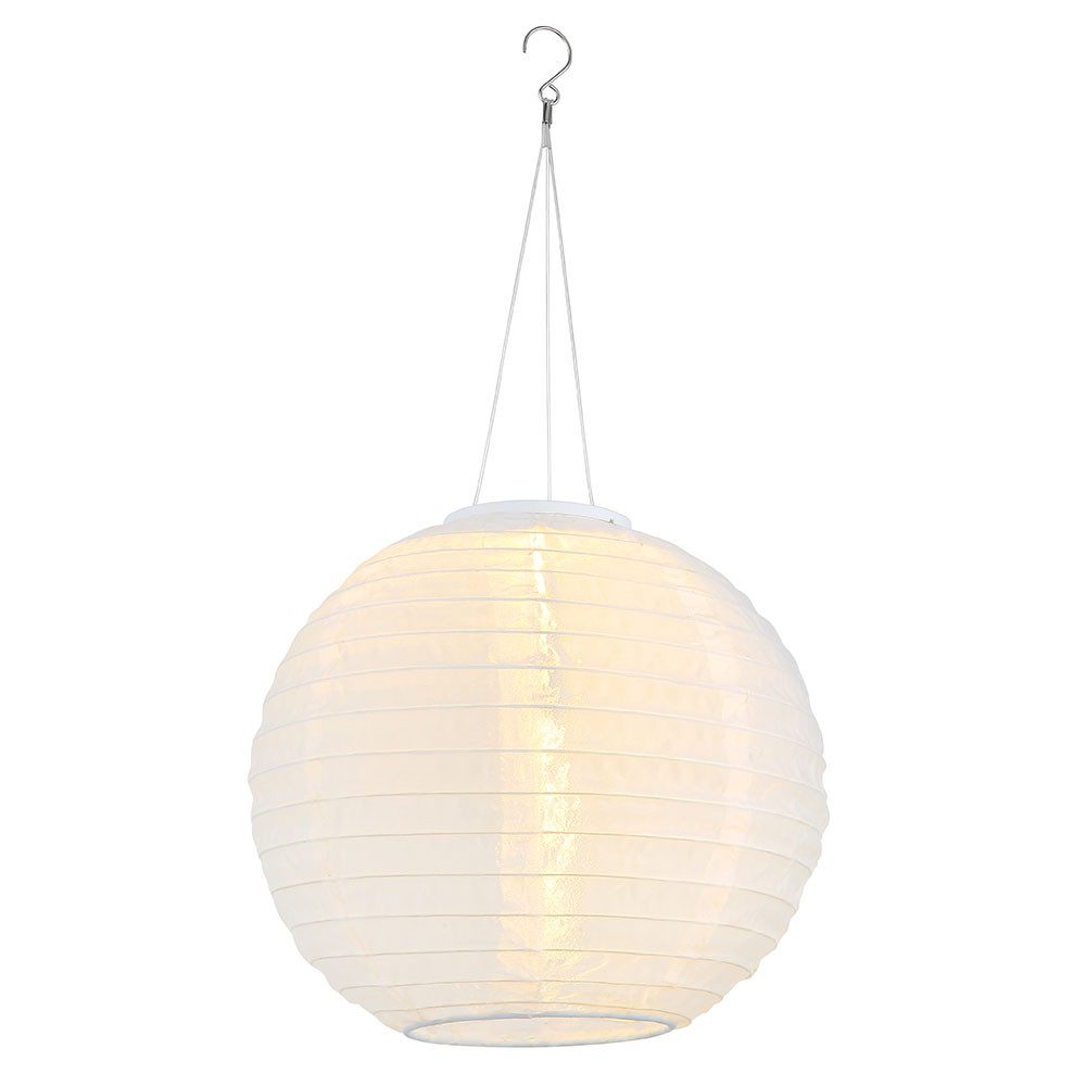 GLOBO LIGHTING LED Solarleuchte, LED-Leuchtmittel fest verbaut, Warmweiß, Solarlampe Außenleuchte Lampion Gartenlampe Hängeleuchte weiß LED 30cm