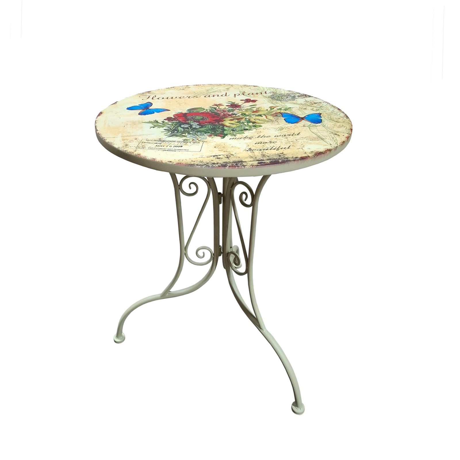 HTI-Living Gartentisch Metalltisch Flowers and Plants (Stück, 1-St., 1 Tisch), Gartentisch nostalgisch mit Motiv