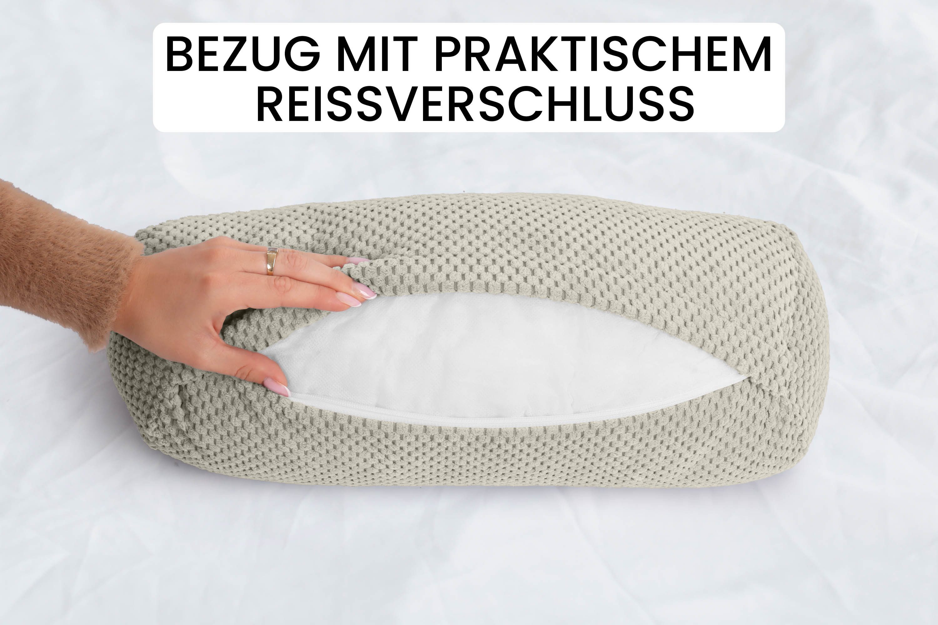 Amilian Nackenrolle 15x40 cm Nackenrollenbezug & Bettrolle - weiche Kissenrolle XXL, Kissen mit Bezug, Bettrolle mit abnehmbarem Bezug, abnehmbar, formstabil, waschbar 30°C