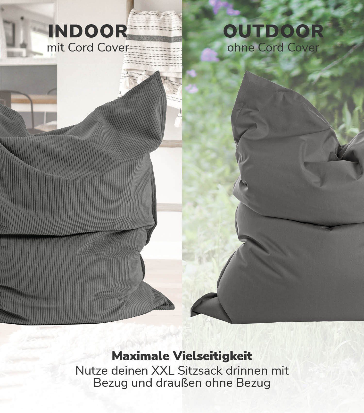 mokebo Sitzsack Bezug o. Überzug Bean in geliefert Das Cover, (nur ohne Bag Cord Sitzsack Anthrazit, Hülle Cover), Kuschel-Cover