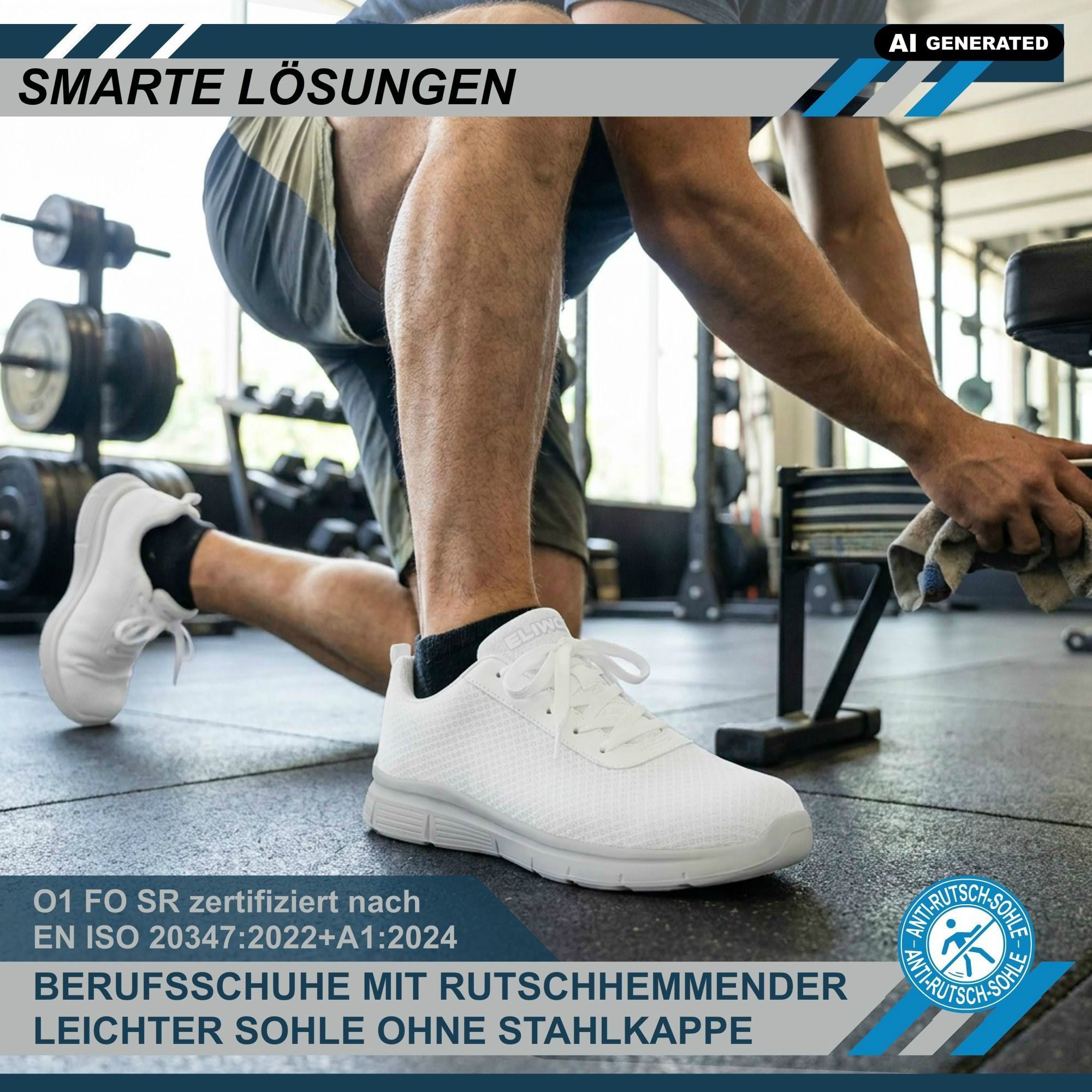 ELIWORX COLORADO O1 FO SR nach EN ISO 20347:2022+A1:2024 für Herren und Damen Berufsschuh stoßdämpfend, atmungsaktiv mit herausnehmbarem Fußbett