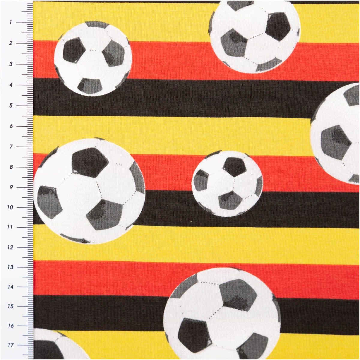 SCHÖNER LEBEN. Stoff Jersey Stoff Fußball Deutschlandfarben Meterware 145 cm, allergikergeeignet