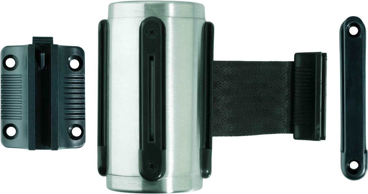 ALCO Kettenschloss Gurt-Wandkassette Innenbereich 50mmx3m Edelstahl schwarzer Gurt