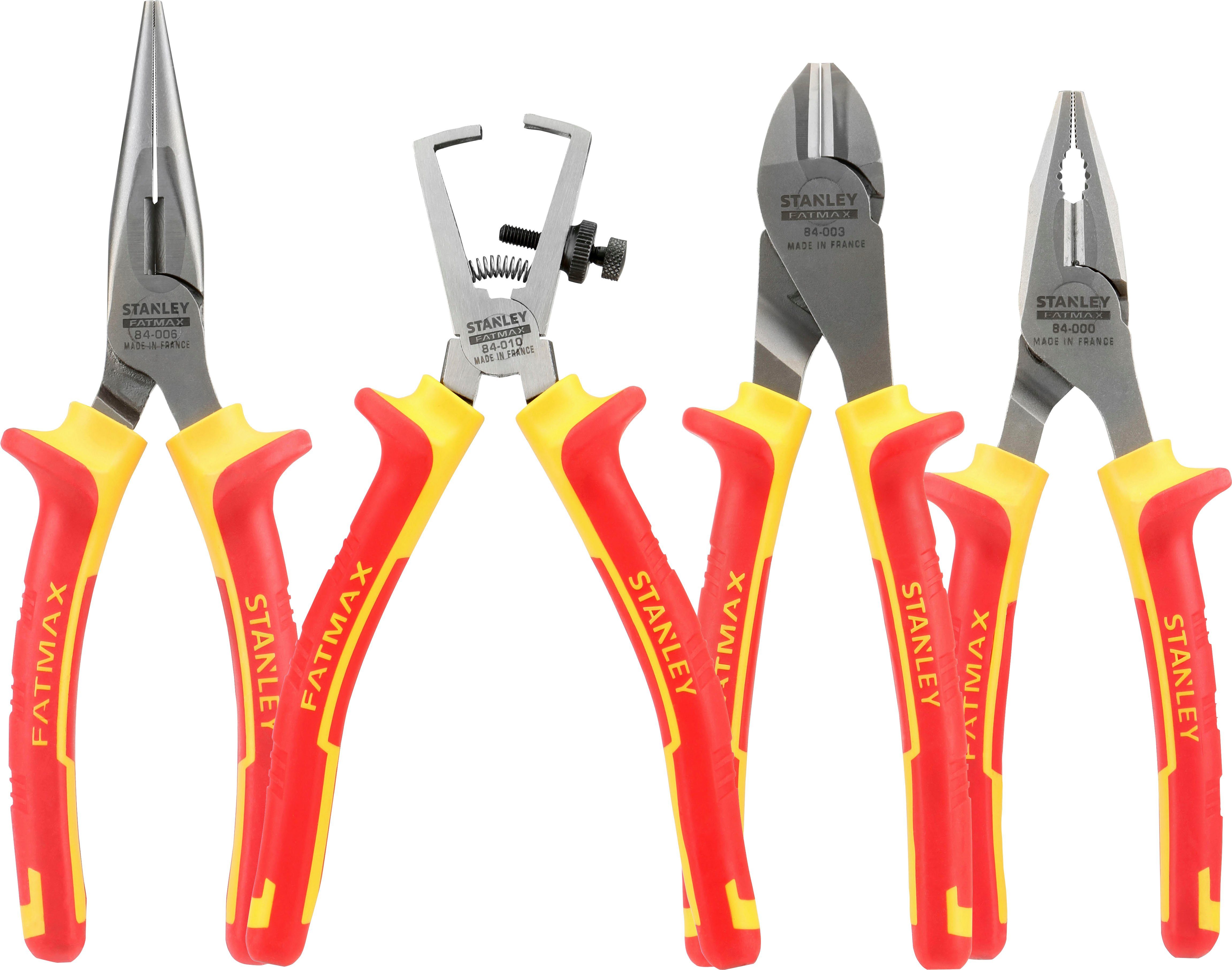 STANLEY Zangenset 4-84-489, 4-tlg., Zangenset FatMax VDE Kombi- Halbrund-  u. Abisolierzange Seitenschneider