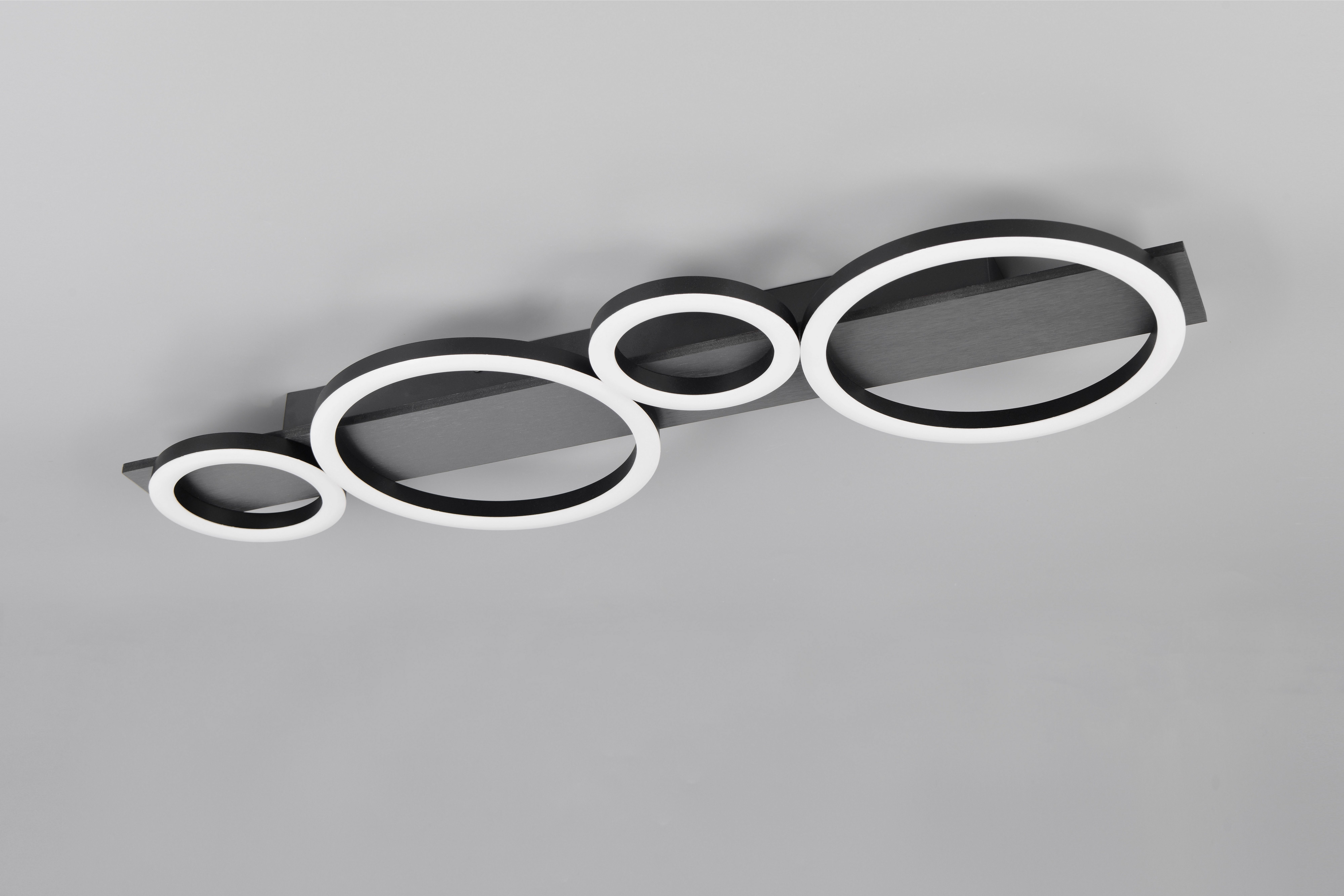 Reality Leuchten LED Deckenleuchte LUMOS, Deckenlampe mit LED Ringen, 26,5W 3100 Lumen 3000K warmweiß, LED fest integriert, Warmweiß, als Wandlampe oder Deckenlampe montierbar, B/H/T: 72 x 23 x 5,5 cm