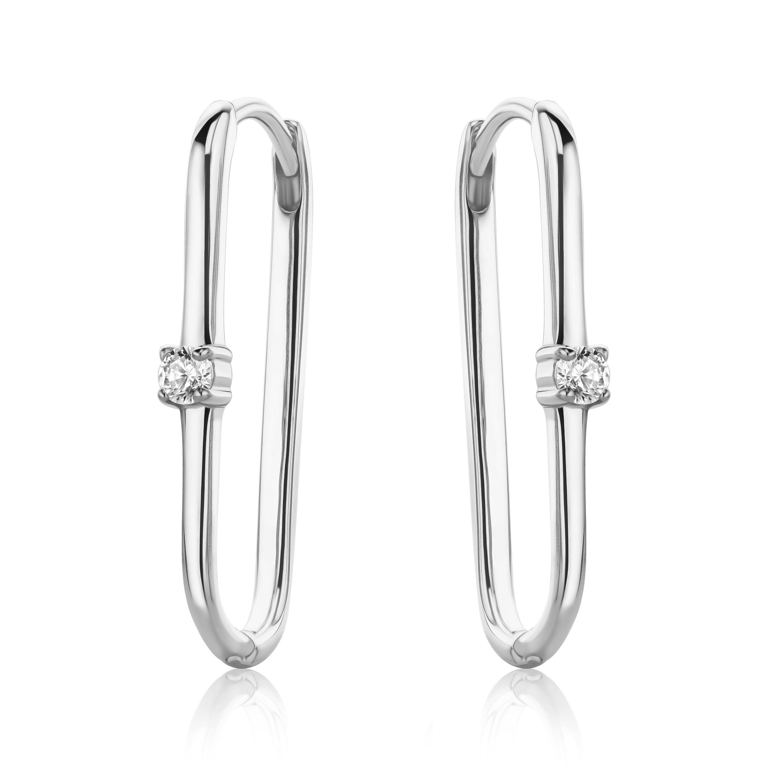 Miore Klappcreolen MSAE297E - 925 Sterling Silber Ohrringe mit Zirkonia 0,25 Kt, Echtsilber besetzt mit funkelndem Zirkonia