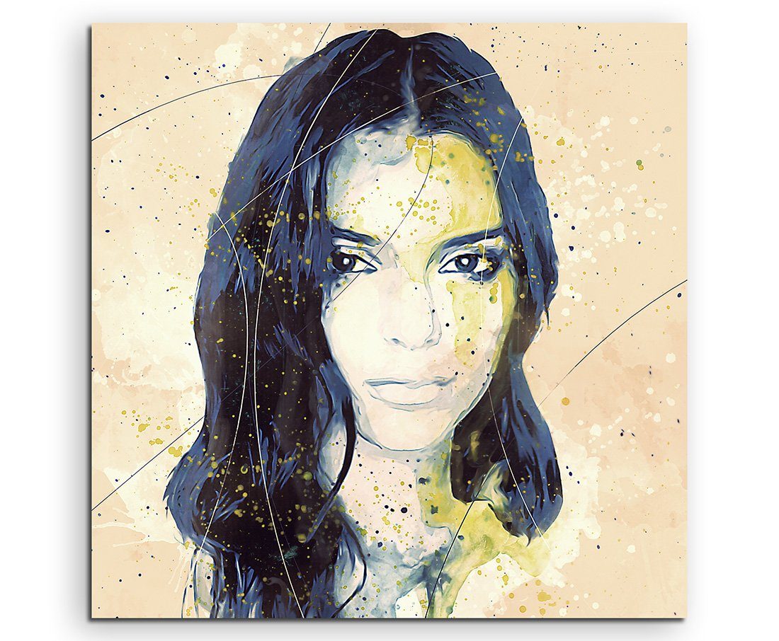 Sinus Art Leinwandbild Kendall Jenner Aqua 90x60 cm Aquarell Kunstbild