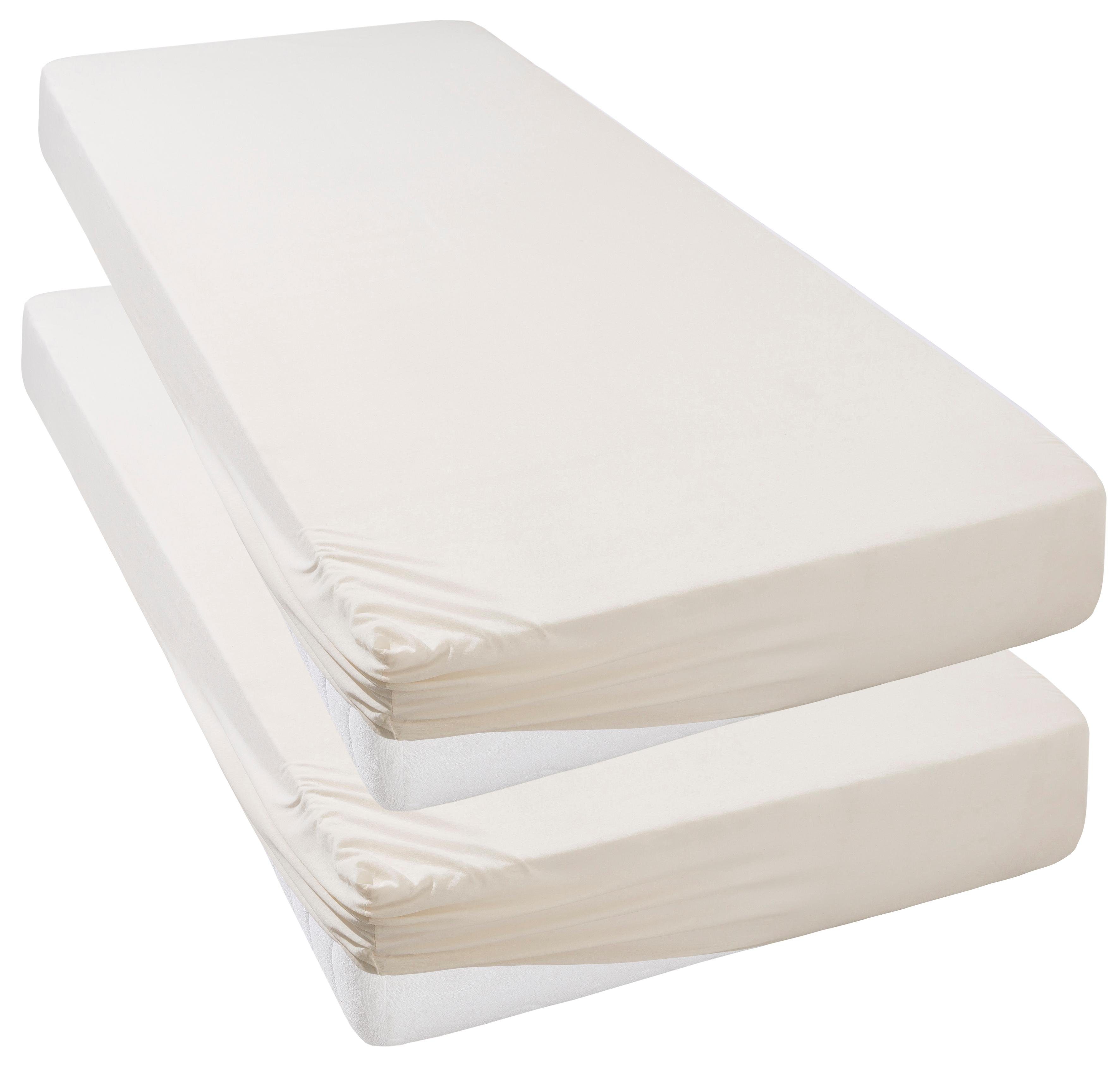OTTO home Spannbettlaken Bettlaken Jersey, Spannbetttuch mit Baumwolle, uni, Jersey, Gummizug: rundum, (2 Stück), für Matratzen bis 18cm Höhe, Spannbettlaken, Baumwollmischung