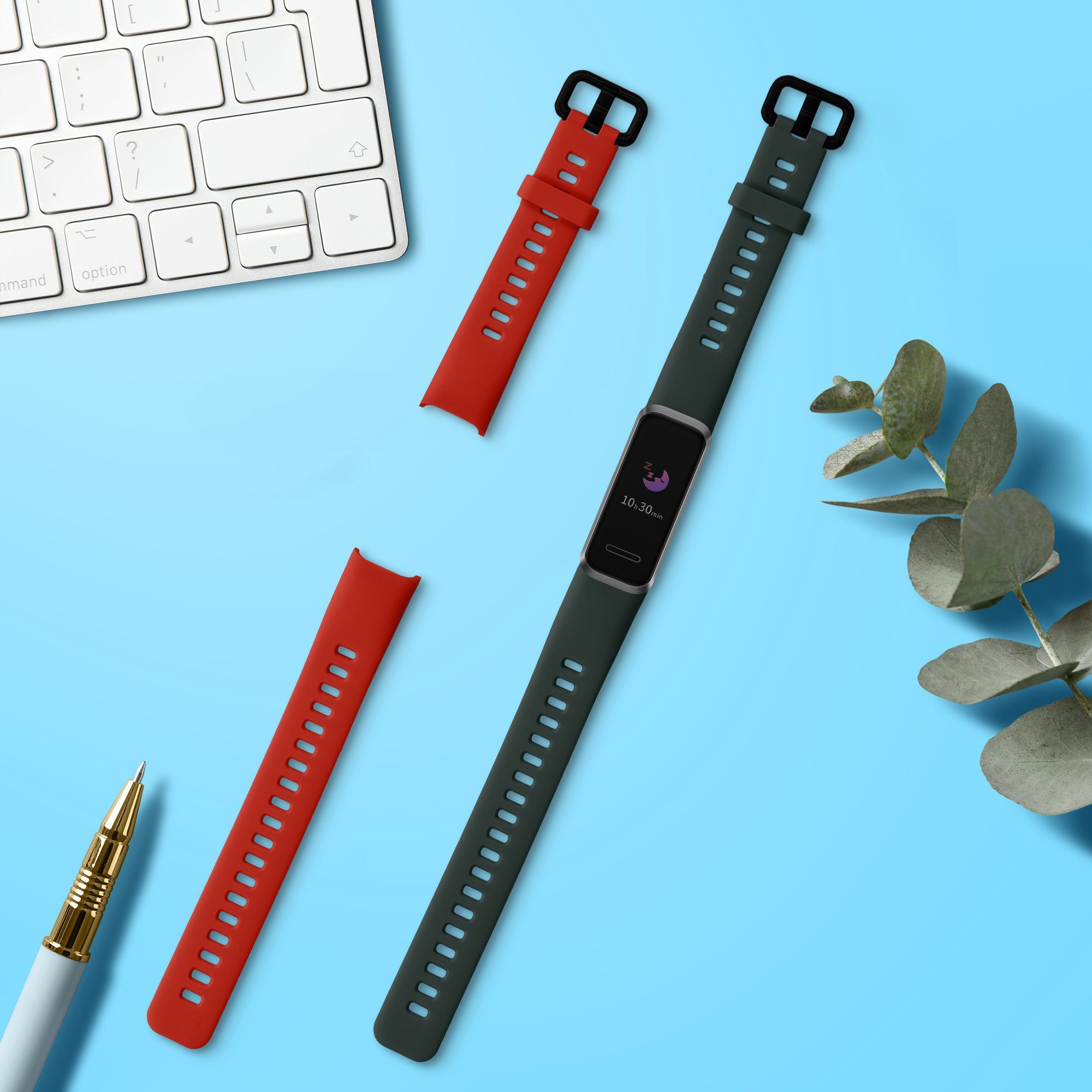 kwmobile 2x Uhrenarmband für Huawei Band 4 Armband Smartwatch, 2-tlg., Fitnesstracker Band Set aus TPU Silikon - Ersatzarmband Smartwatch