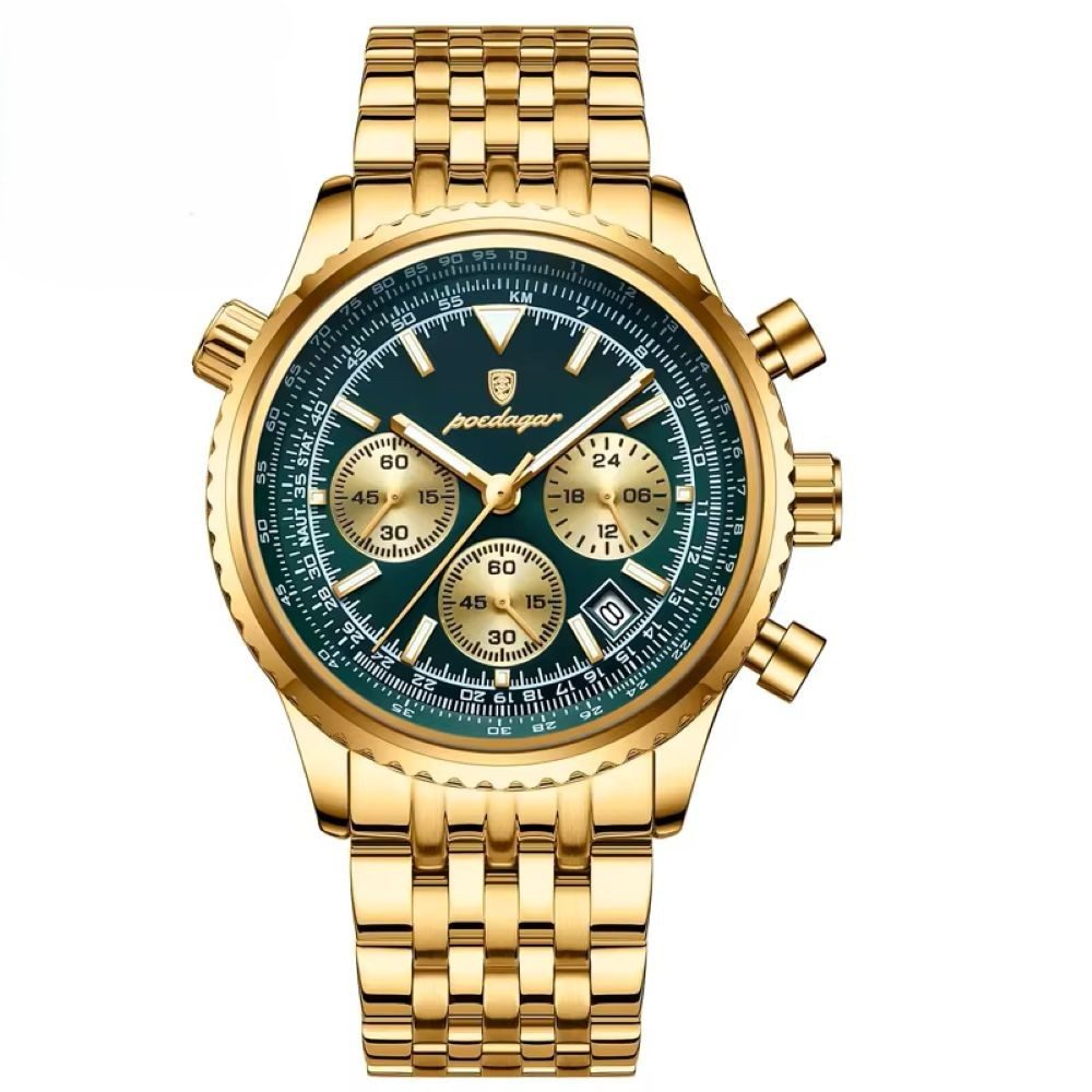 POEDAGAR Quarzuhr Poedagar Herren-Armbanduhr Chronograph Quarz Edelstahl 960