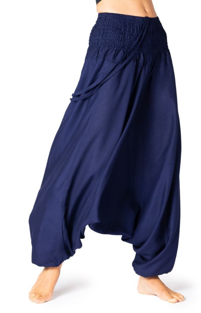 PANASIAM Haremshose Aladinhose einfarbig Haremshose aus 100% natürlicher Viskose Pumphose für Damen bequeme Freizeithose Pluderhose