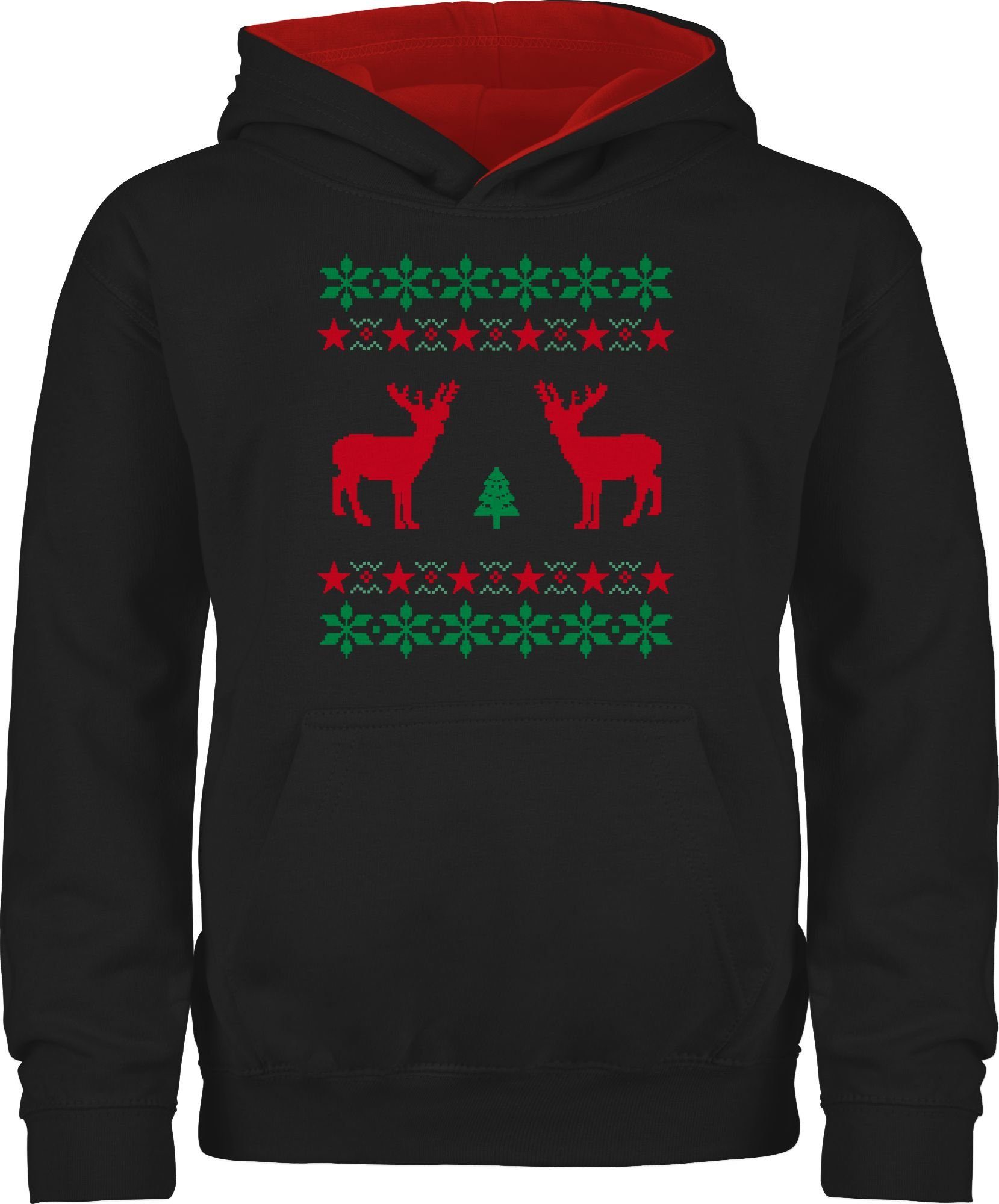 Shirtracer Hoodie Norweger Pixel Rentier Weihnachten Weihnachten Kleidung Kinder