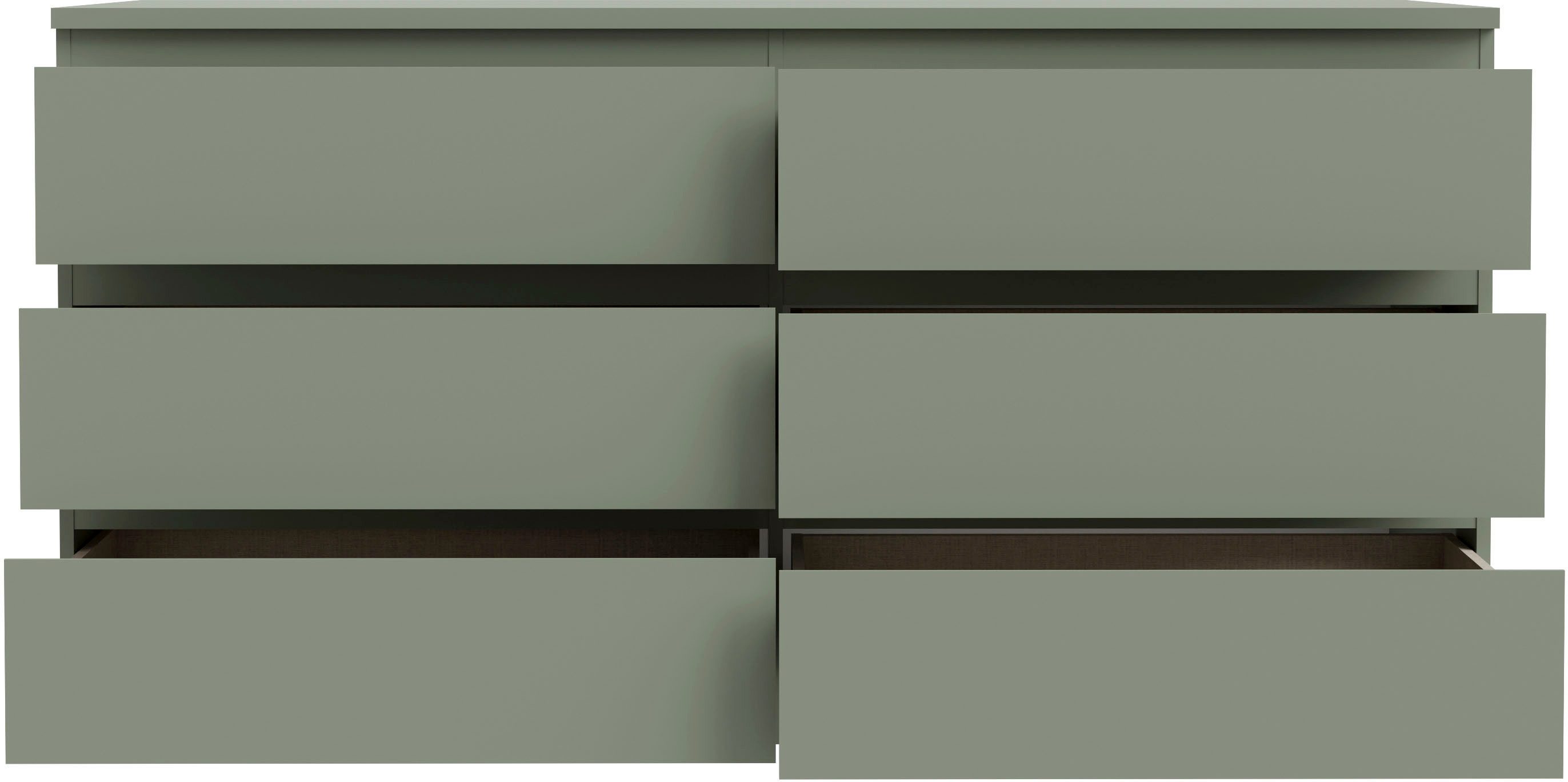 FORTE Kommode Edmore, große Kommode, grifflose Front, Stauraum, 6 Schubladen